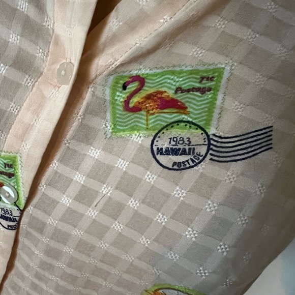 Jane + Delancey postage stamp pale pink short sleeve blouse medium - Picture 7 of 9